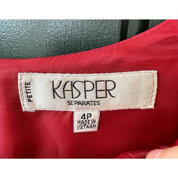 Kasper 4P Red Sheath Dress w/ Faux Peplum Detail Career Office Professional Work - Picture 5 of 6